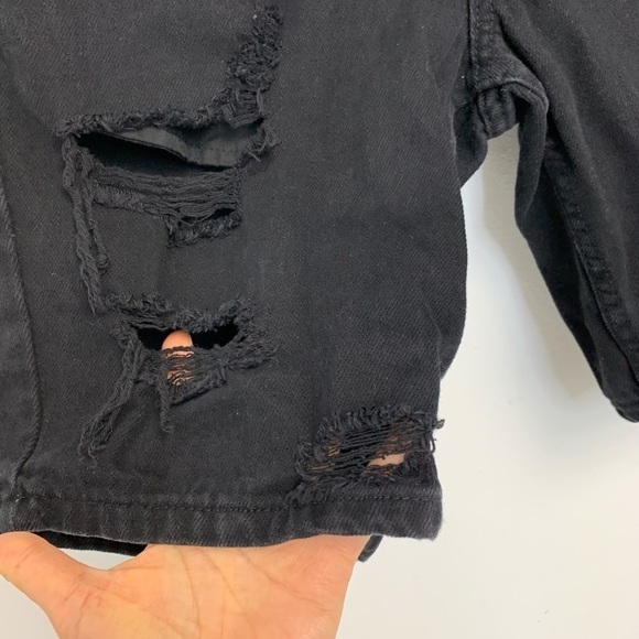 PacSun Black Ripped distressed Cotton Jean Shorts Waist 31 - Picture 6 of 12